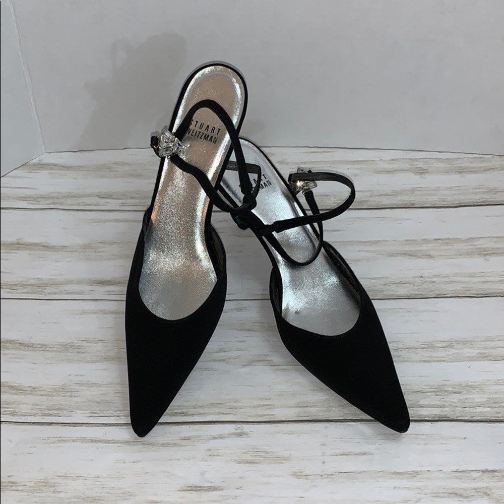 Size 8.5 Stuart Weitzman Black Sling Back Heels